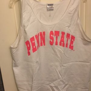 Penn State M white tank top pink letters